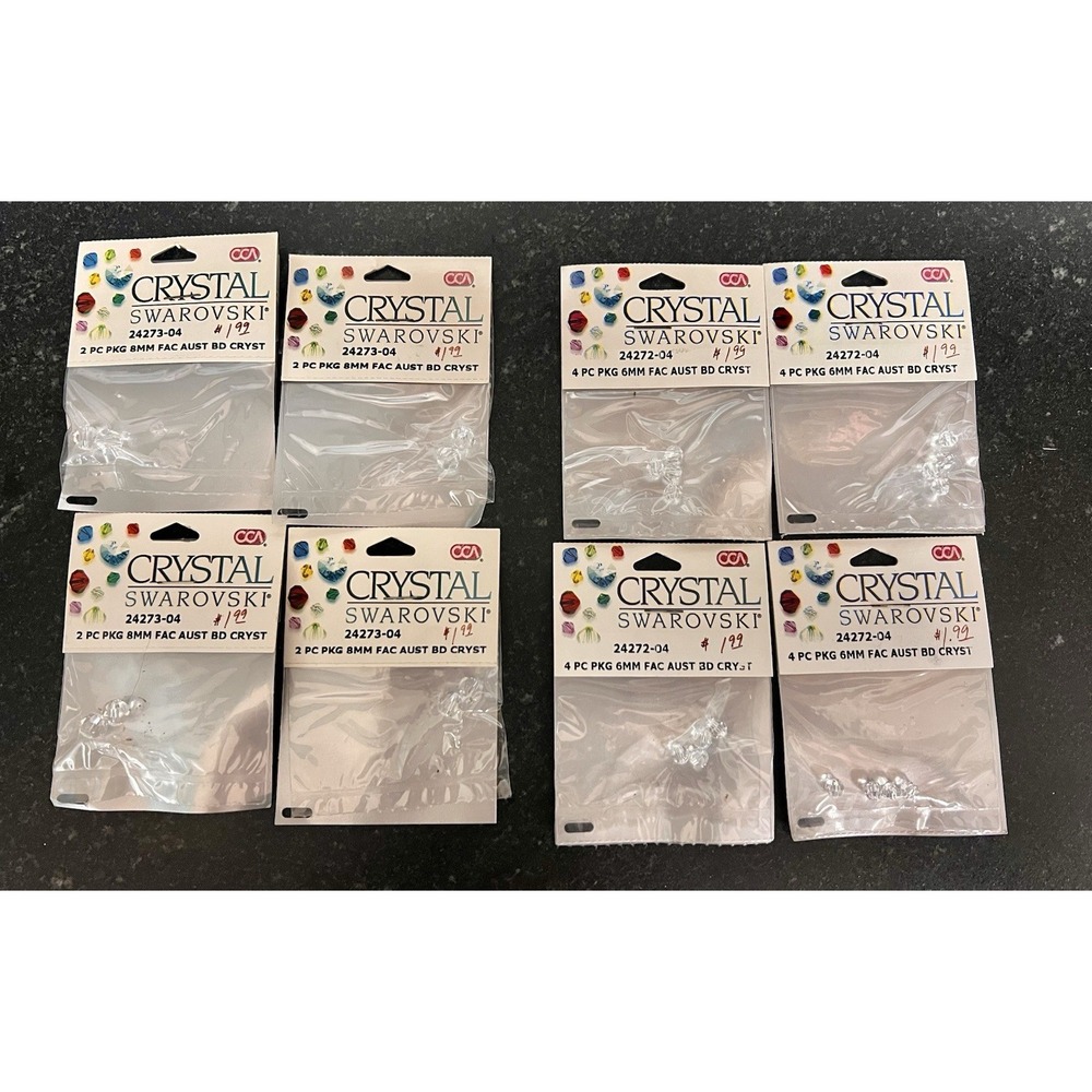 CCA Crystal Swarovski‎ #4 4pc Pkg 6mm & #4 2pc Pkg 8mm Fac Aust BD Crystals